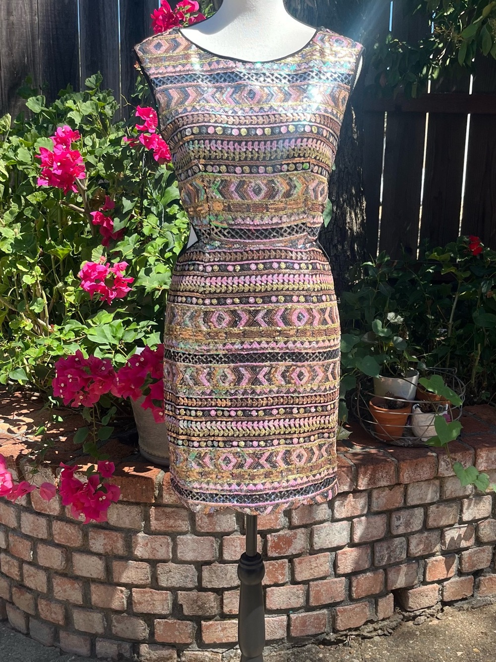Multicolor Embellished Sleeveless Sequined Dress